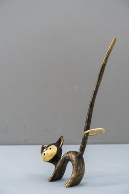 Brass Cat Figurine Ring Holder by Walter Bosse for Herta Baller, 1950s-SPD-680375