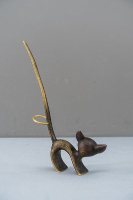 Brass Cat Figurine Ring Holder by Walter Bosse for Herta Baller, 1950s-SPD-680375