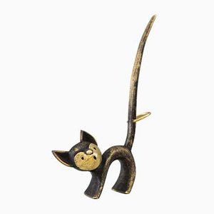 Brass Cat Figurine Ring Holder by Walter Bosse for Herta Baller, 1950s-SPD-680375