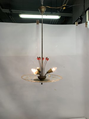 Brass Ceiling Lamp, 1950s-NUO-689823