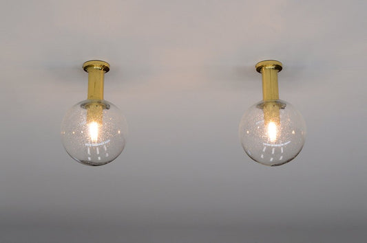 Brass Ceiling Lamp from Glashütte Limburg, Germany, 1970s