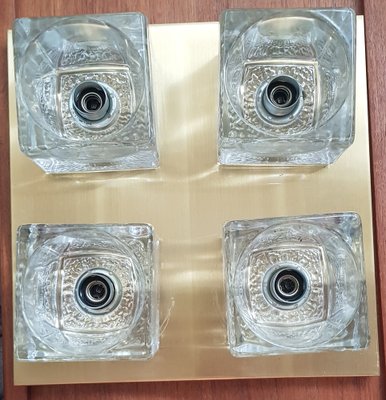 Brass Ceiling Lamp with 4 Glass Cubes from Peill & Putzler, 1960s-QDP-990430