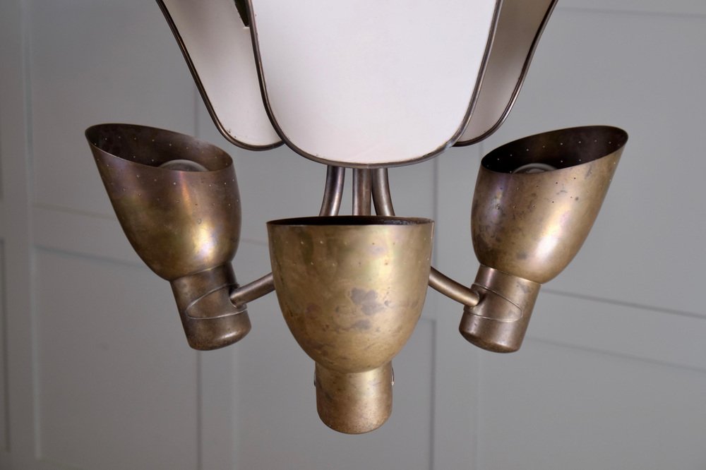 Brass Ceiling Light attributed to Carl-Axel Acking, 1940s