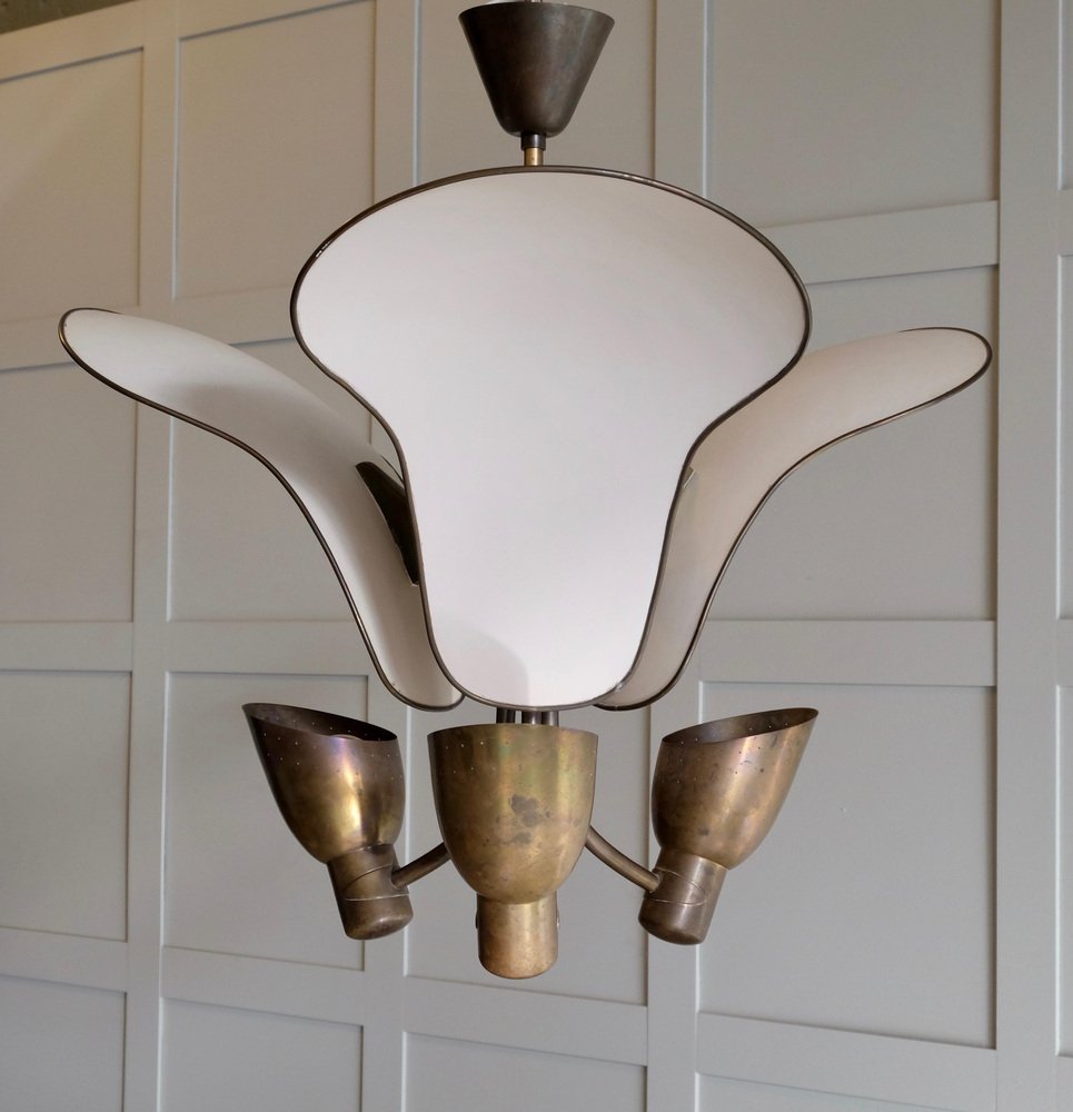 Brass Ceiling Light attributed to Carl-Axel Acking, 1940s