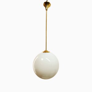 Brass Ceiling Light with Shiny White Sphere-QLH-2035893