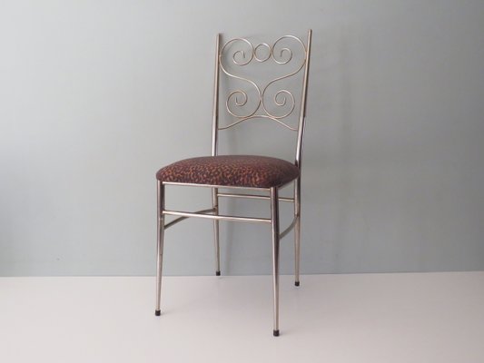 Brass Chair with New Upholstery, Italy, 1950s-UKG-1325747