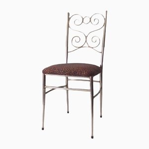 Brass Chair with New Upholstery, Italy, 1950s-UKG-1325747