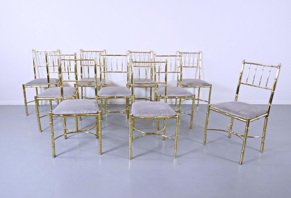 Brass Chairs, 1940s, Set of 10-FGA-990918