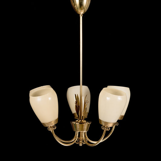 Brass Chandelier by Mauri Almari for Idman, Finland, 1966