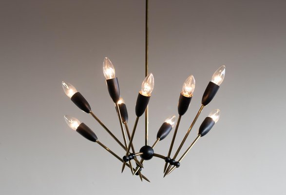 Brass Chandelier from Stilnovo, 1950s-WN-777584