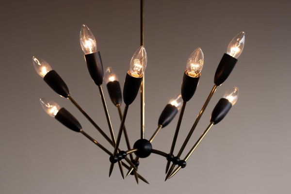 Brass Chandelier from Stilnovo, 1950s-WN-777584