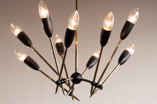 Brass Chandelier from Stilnovo, 1950s-WN-777584