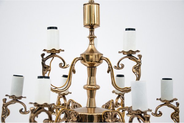 Brass Chandelier, Poland, 1950s-BXB-1304877