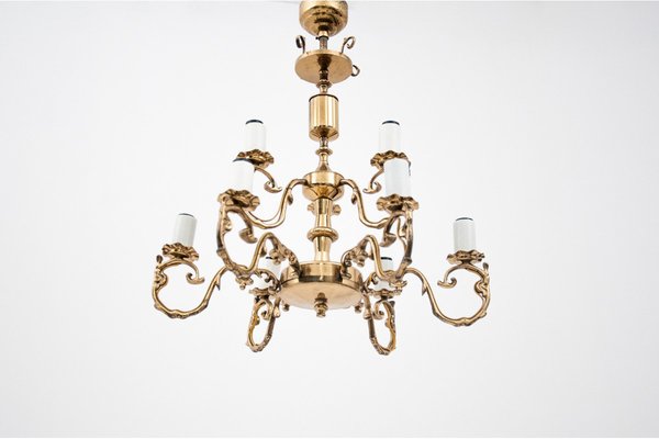 Brass Chandelier, Poland, 1950s-BXB-1304877