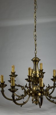 Brass Chandelier with 12 Lights, Italy, 1960s-RAQ-1300539