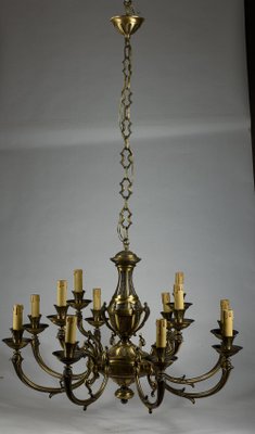 Brass Chandelier with 12 Lights, Italy, 1960s-RAQ-1300539