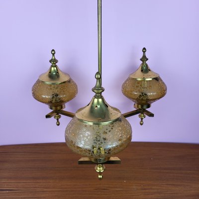 Brass Chandelier with Shades, Norway, 1960s-ZPB-1760205