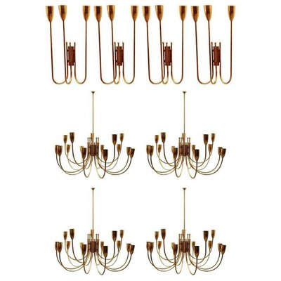 Brass Chandeliers, 1970s, Set of 2-FGA-923534