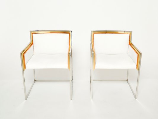 Brass, Chrome, Copper and Alcantara Armchairs by Alain Delon for Maison Jansen, 1972, Set of 2-YJA-1078727