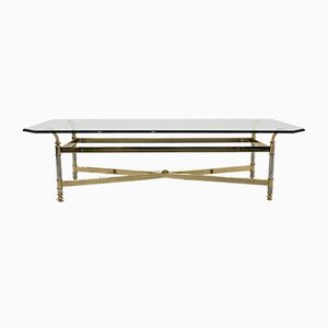 Brass, Chrome & Glass Center table, France 1970s-MO-811905