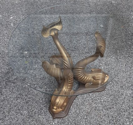 Brass Coffee Table on Carp Legs, 1970s-OHK-864311