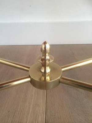 Brass Coffee Table with Blue Mirror Top, 1960s-BA-658606