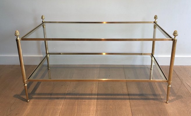 Brass Coffee Table with Double Tray from Maison Baguès, 1940s-BA-1738184