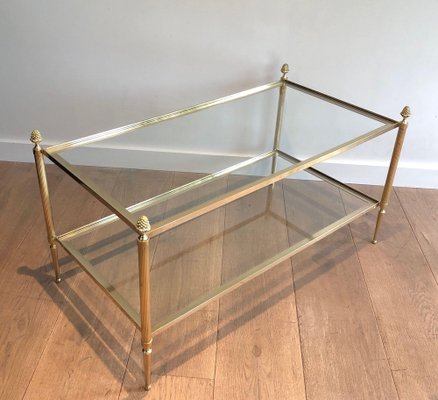 Brass Coffee Table with Double Tray from Maison Baguès, 1940s-BA-1738184