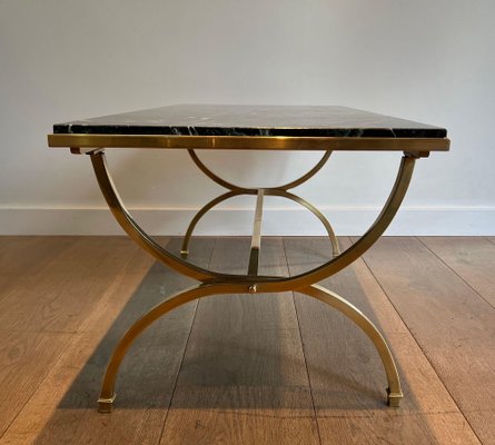 Brass Coffee Table with Marble Tray from Maison Jansen, 1940s-BA-1694746