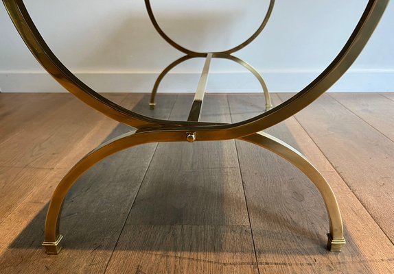 Brass Coffee Table with Marble Tray from Maison Jansen, 1940s-BA-1694746