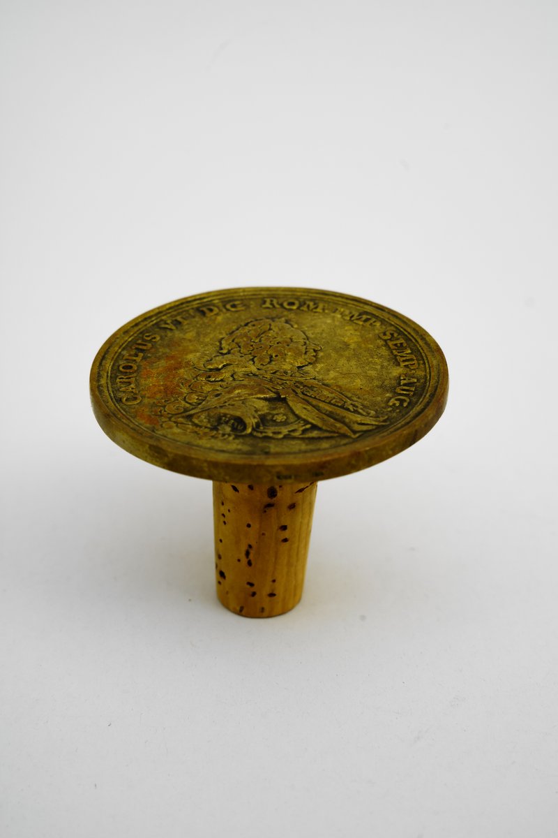 Brass Coin Bottle Stopper by Carl Auböck, Austria, 1950s