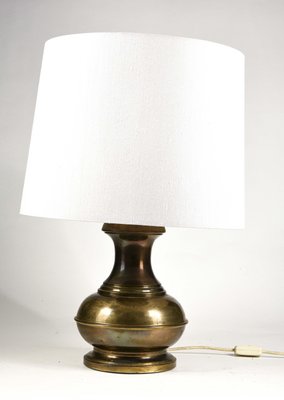 Brass-Colored Metal & Fabric Table Lamp from Raffia Italia, 1970-RAQ-995315