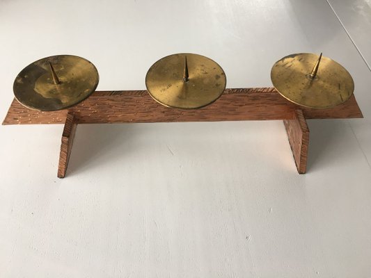 Brass & Copper Candlestick, 1950s-WQQ-894354