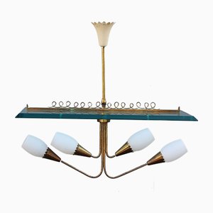 Brass & Crystal Ceiling Lamp by Pietro Chiesa for Fontana Arte, 1940s-EH-594925