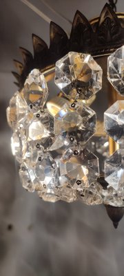 Brass & Crystal Ceiling Lamp, Spain, 1950s-RGF-1725719