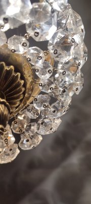 Brass & Crystal Ceiling Lamp, Spain, 1950s-RGF-1725719