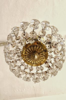 Brass & Crystal Ceiling Lamp, Spain, 1950s-RGF-1725719