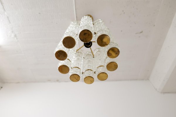 Brass & Crystal Cylinder Chandelier by Tyringe for Orrefors, Sweden-UYK-1239677