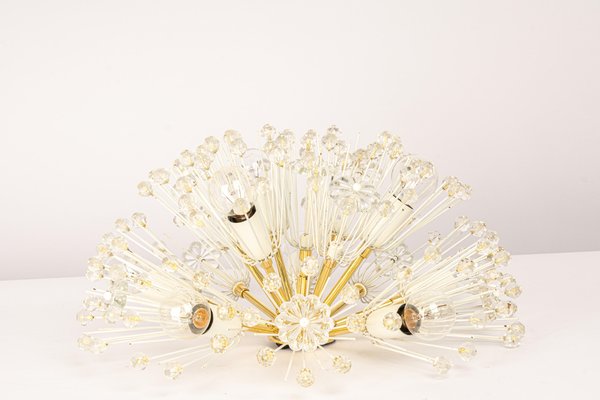 Brass & Crystal Flush Mount by Emil Stejnar for Rupert Nikoll, Austria, 1960s-UGR-1176014