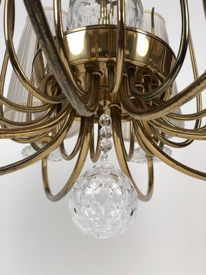 Brass, Crystal & Silk Shade Chandelier from J. L. Lobmeyr, 1960s-BAF-763428