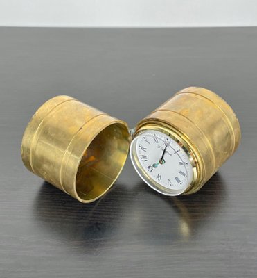 Brass Cylindric Table Clock by Ferdinando Loffredo, Italy, 1970s-LYQ-1171503