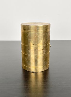 Brass Cylindric Table Clock by Ferdinando Loffredo, Italy, 1970s-LYQ-1171503