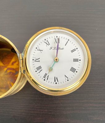 Brass Cylindric Table Clock by Ferdinando Loffredo, Italy, 1970s-LYQ-1171503