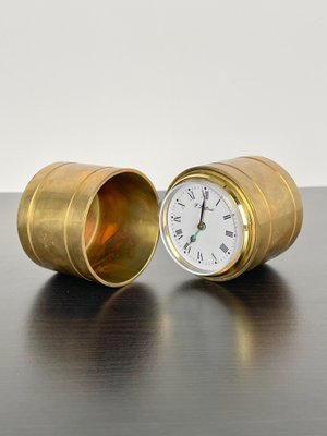 Brass Cylindric Table Clock by Ferdinando Loffredo, Italy, 1970s-LYQ-1171503