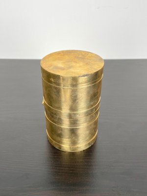 Brass Cylindric Table Clock by Ferdinando Loffredo, Italy, 1970s-LYQ-1171503