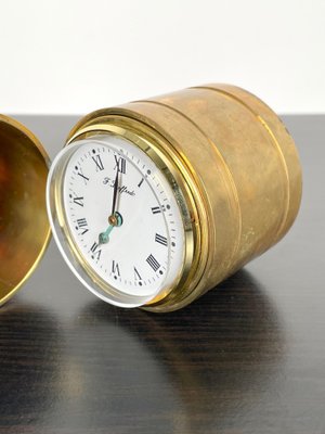 Brass Cylindric Table Clock by Ferdinando Loffredo, Italy, 1970s-LYQ-1171503