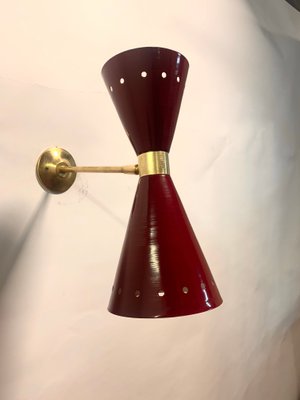 Brass Diablo Sconce in Maroon, 1950s-NUO-1348923