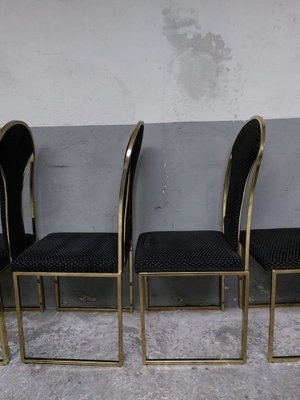 Brass Dining Chairs from Belgo Chrome, 1970s, Set of 6-AIF-1784552