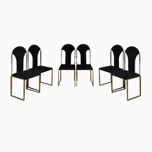 Brass Dining Chairs from Belgo Chrome, 1970s, Set of 6-AIF-1784552