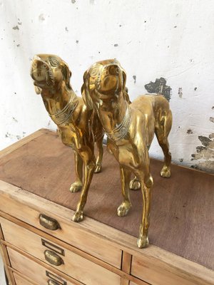 Brass Dog Statuettes, 1960s, Set of 2-LCU-689373